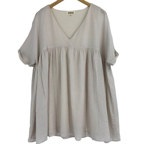 Womens Babydoll Dress Tunic Top Listicle Blush Size Large 1640 Short Sleeve - Picture 1 of 9